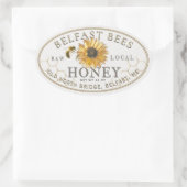 地元のハチミツのひまわりとミツバチ 楕円形シール (バッグ)