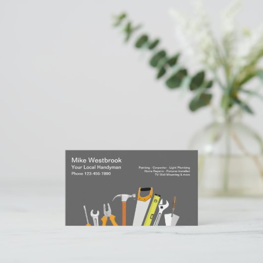 地元のハンディマンシンプル名刺 名刺 (スタンド正面)