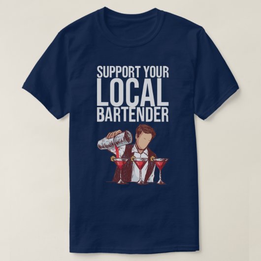 地元のバーテンダーギフトをサポート Tシャツ (デザイン正面)