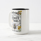 地元のミツバチをサポート ツートーンマグカップ (正面左)