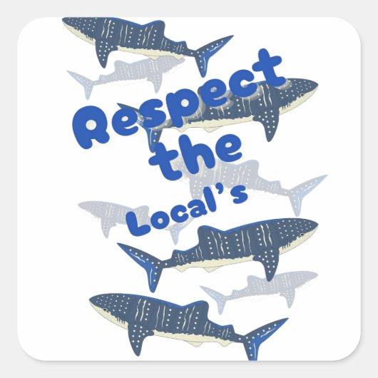 地元の人々を尊重し、サメの家族は近くで泳ぐ スクエアシール (正面)