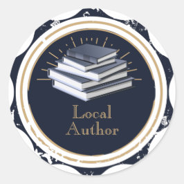 地元の作家、大量の本、 ラウンドシール