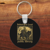 地元の公共図書館キャットナイトTeeを守る キーホルダー (正面)