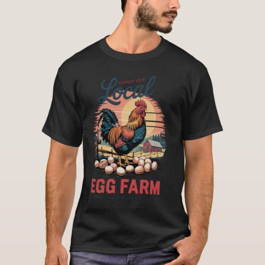 地元の卵が大事 u2013 レトロな鶏小屋 - ひよこ tシャツ (正面)