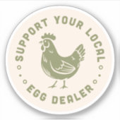 地元の卵のディーラーのチキンおもしろい恋人をサポート シール (正面)
