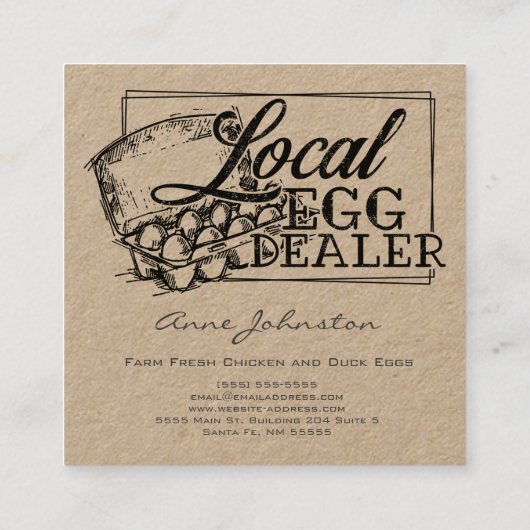 地元の卵ディーラー鶏の卵の販売 スクエア名刺 (裏面)