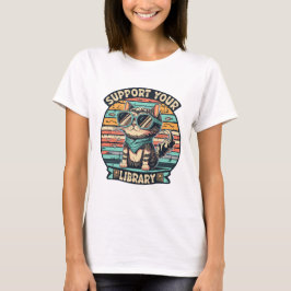 地元の図書館を応援する本を読む本好き Tシャツ
