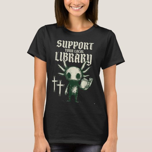 地元の図書館を応援 ゴスロリ本 Tシャツ (正面)
