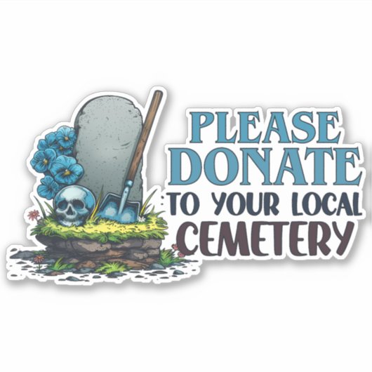 地元の墓地に寄付して シール (正面)