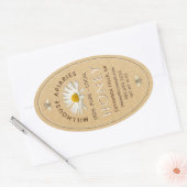 地元の手の瓶入り蜂蜜とデイジークラフト 楕円形シール (封筒)