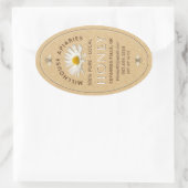 地元の手の瓶入り蜂蜜とデイジークラフト 楕円形シール (バッグ)