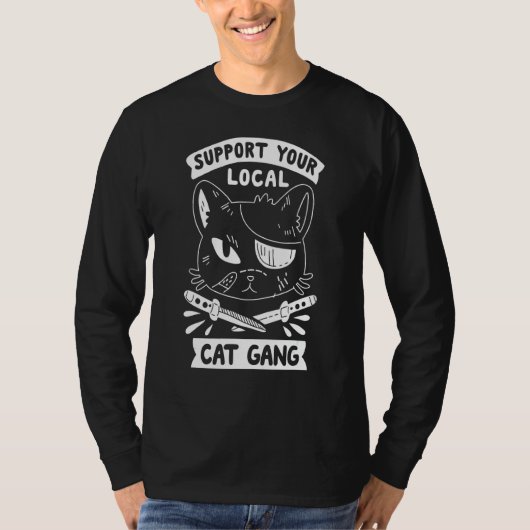 地元の猫の集団猫の衣装をサポート Tシャツ (正面)