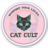 地元の猫カルトをサポート – ピンクパステルゴシック シール (正面)