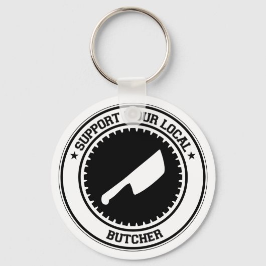 地元の肉屋をサポートする キーホルダー (正面)