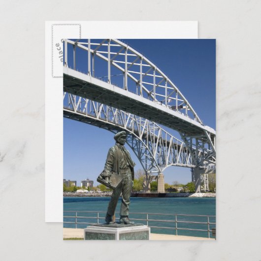 地元の芸術家、美濃によるトーマス・エジソンの像 ポストカード (正面/裏面)