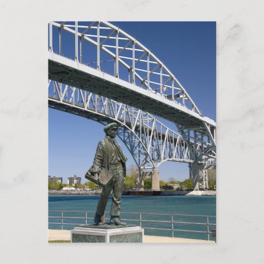 地元の芸術家、美濃によるトーマス・エジソンの像 ポストカード (正面)