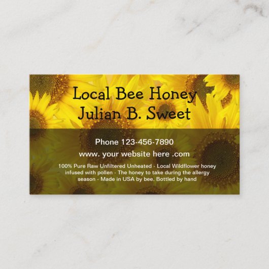 地元の蜂の蜜 名刺 (正面)