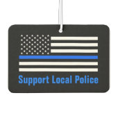 地元の警察の細いブルーラインをサポート カーエアーフレッシュナー (正面)