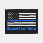 地元の警察の細いブルーラインをサポート フリースブランケット (正面(横))