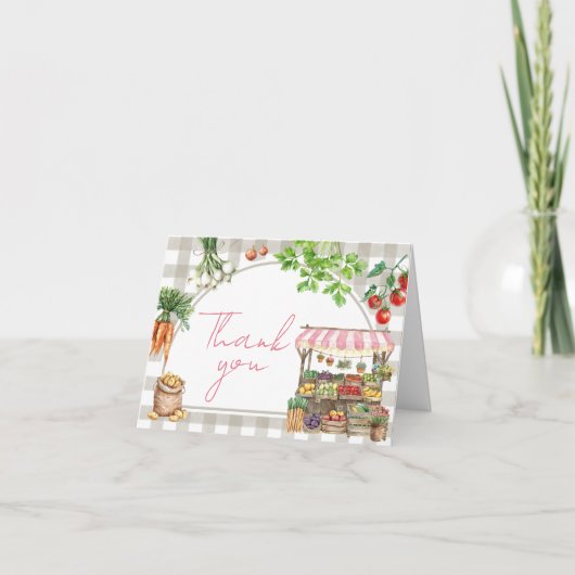 地元の農家で育てられたベイビーシャワー サンキューカード (正面)