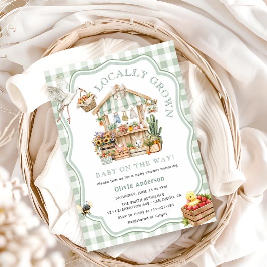 地元の農家で育てられたベイビーシャワー 招待状