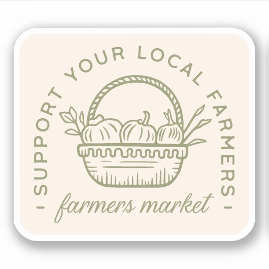 地元の農家市場のコテージをサポート シール (正面)