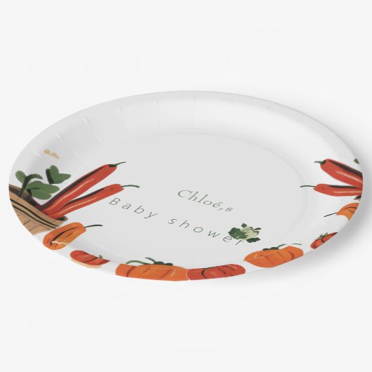 地元の農家市場の赤ちゃんシャワー ペーパープレート (アングル)