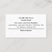 地元の近所の芝生気にサービス 名刺 (裏面)