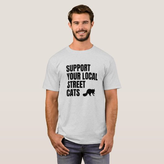 地元の通り猫のラクーン愛好家をサポート Tシャツ (正面フル)