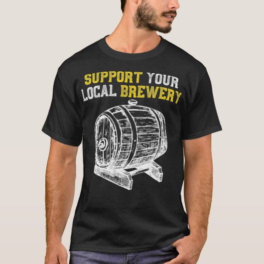 地元の醸造所クラフトビールをサポート Tシャツ (正面)