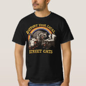 地元の野良猫を支援しよう -アライグマとポッサムのアート- Tシャツ (正面)