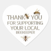 地元の養蜂家の金ゴールドをサポートしてくれてありがとう ハートシール (正面)