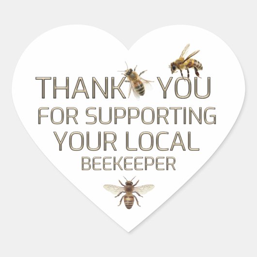 地元の養蜂家の金ゴールドをサポートしてくれてありがとう ハートシール (正面)