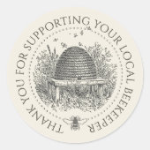 地元の養蜂家のSkipをサポートしてくれてありがとう ラウンドシール (正面)