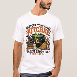 地元の魔女を応援しよう セーラムほうき会社Tシャツ Tシャツ
