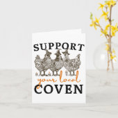 地元の魔女を支援しよう 面白い農場の魔女 チキン カード (黄色い花)