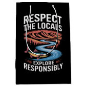 地元の魚の海を尊重する地球を救う ミディアムペーパーバッグ (正面)