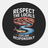 地元の魚の海を尊重する地球を救う ラウンドシール (正面)