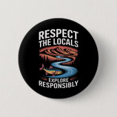 地元の魚の海を尊重する地球を救う 缶バッジ (正面)