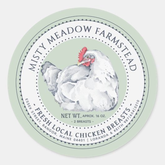 地元の鶏肉パーツラベル編ファーマーズマーケット ラウンドシール (正面)