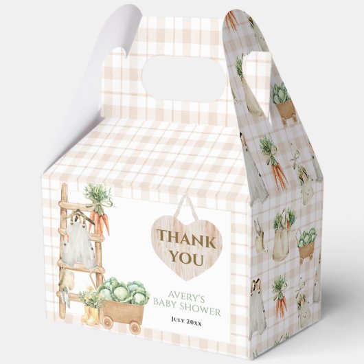 地元モダン産農場市場の赤ちゃんシャワー フェイバーボックス (裏面)
