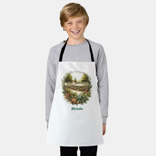 地元産 – 農家市場 エプロン (着用した状態)