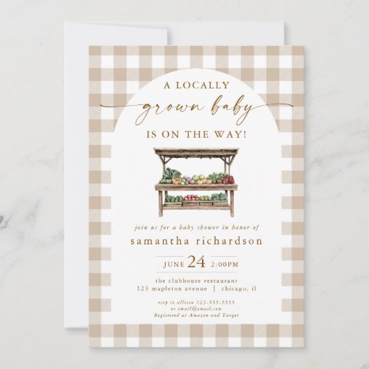 地元男女兼用産の農家の赤ちゃんシャワー 招待状 (正面)