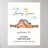 地元素朴育ての農家の赤ちゃんシャワーウェルカム ポスター (正面)