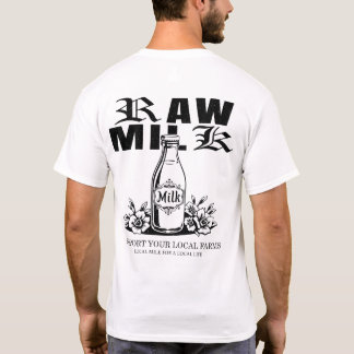 地元農場を応援する生乳のバックプリント Tシャツ
