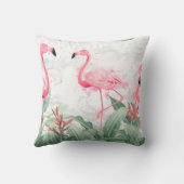 地味なバックグロの熱帯植物のフラミンゴ クッション (裏面)