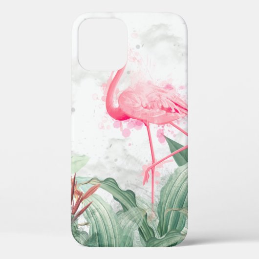 地味なバックグロの熱帯植物のフラミンゴ Case-Mate iPhoneケース (裏面)