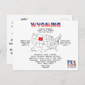地図および有用な情報のワイオミングの米国州 シーズンポストカード (正面/裏面)