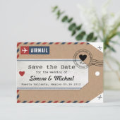 地図が付いているオーストラリアの航空郵便の荷物のラベルの保存の日付 セーブザデート (スタンド正面)