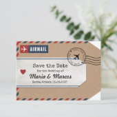 地図が付いているギリシャの航空郵便の荷物のラベルの保存の日付 セーブザデート (スタンド正面)